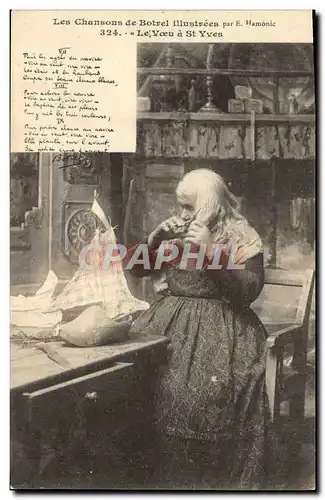 Cartes postales Les chansons de Botrel Le voeu a St Yves Coiffeur Perruquier Folklore