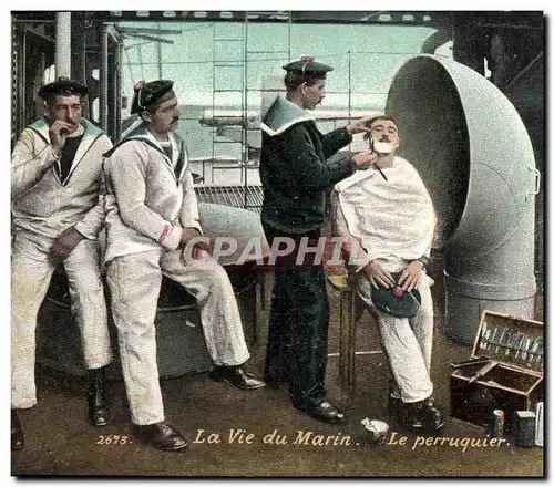 Cartes postales Militaria Coiffeur Perruquier La vie du marin