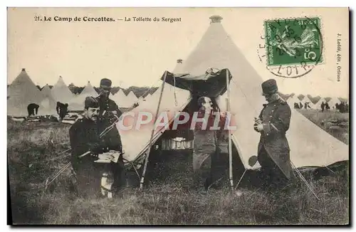 Cartes postales Militaria Coiffeur Perruquier Camp de Cercottes La toilette du sergent