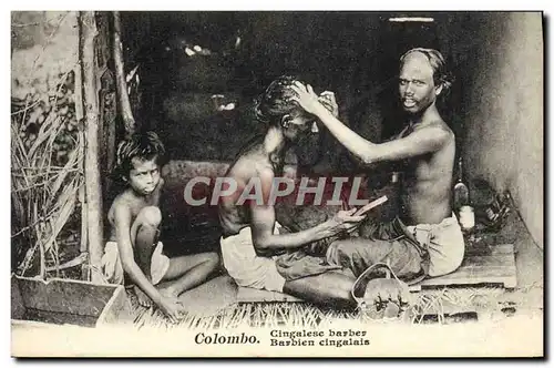 Cartes postales Colombo Sri Lanka Ceylan Coiffeur Perruquier Cingalese barber