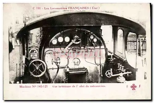 Cartes postales Train Locomotive Machine 140 121 Vue interieure de l&#39abri du mecanicien