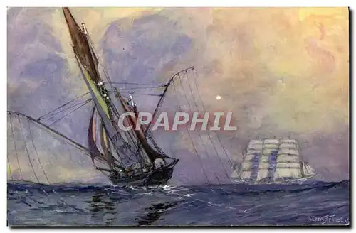 Cartes postales Bateau Peche Thonier sur les lieux de peche les lignes a la mer Sebille