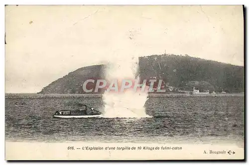 Cartes postales Bateau Explosion d'une torpille de 10 kilogs de fulmi coton