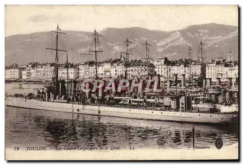 Cartes postales Bateau Toulon Le Contre torpilleur et le quai