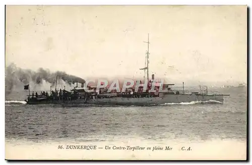 Cartes postales Bateau Dunkerque Un contre torpilleur en pleine mer