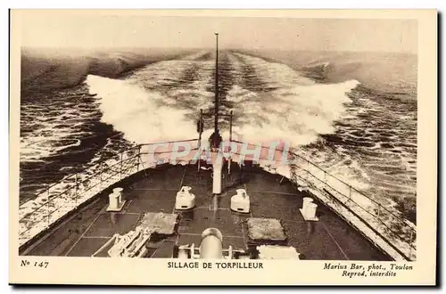 Cartes postales Bateau Sillage du torpilleur