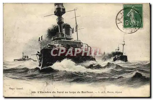 Cartes postales Bateau L'escadre du Nord au large de Barfleur