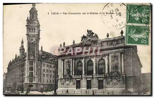 Cartes postales Lille Vue d&#39ensemble sur le Theatre et la Bourse