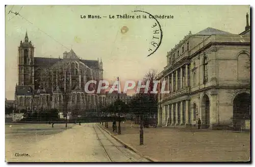 Cartes postales Le Mans Le Theatre et la cathedrale (carte toilee)