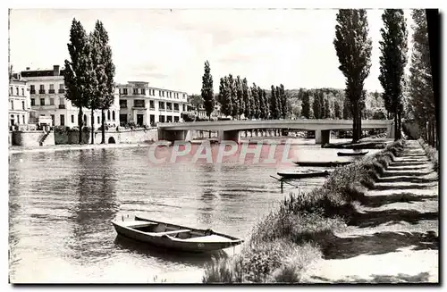 Moderne Karte Melun les Berges de l&#39ile la Seine et le pont Jeanne d&#39Arc