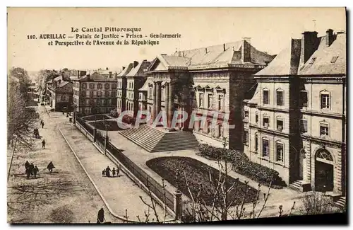 Cartes postales Aurillac Palais de Justice Prise Gendarmerie et perspective de l&#39avenue de la Republique