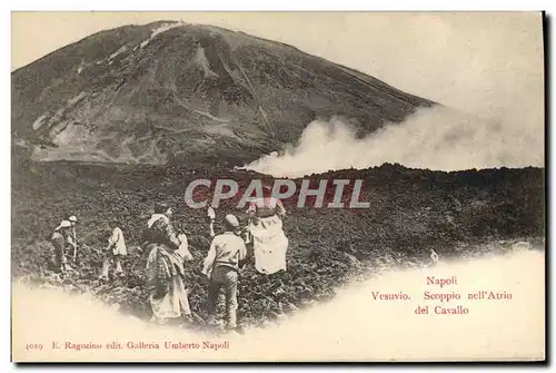 Ansichtskarte AK Volcan Napoli Vesuvio Scoppio nell Atrio del Cavallo