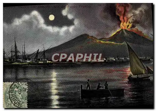 Ansichtskarte AK Volcan Napoli Marina co Vesuvio vista dal Punto Frenso