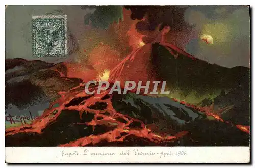 Ansichtskarte AK Volcan Napoli l&#39eruzione del Vesuvio Aprile 1906