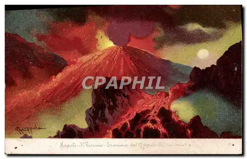 Cartes postales Volcan Napoli Il Vesuvio Eurzione del 27 Aprile 1872