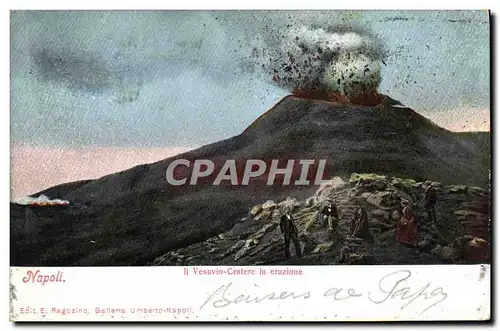 Cartes postales Volcan Napoli Il Vesuvio Cratere in eruzione