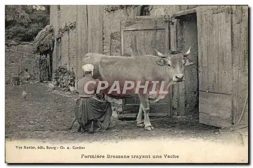 Ansichtskarte AK Folklore Fermiere Bressane trayant une vache TOP