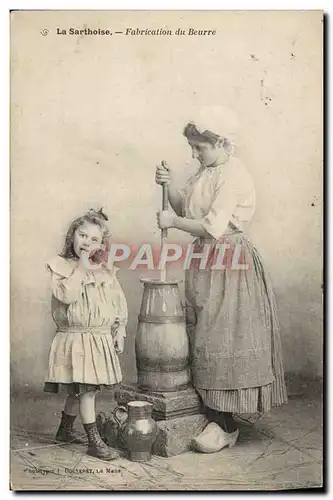 Cartes postales Folklore la Sarthoise Fabrication du beurre Sarthe TOP