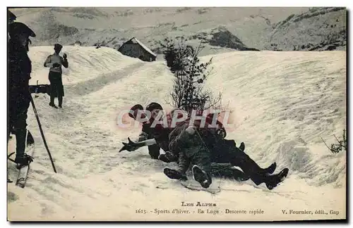 Cartes postales Sports d&#39hiver Ski Les Alpes En luge descente rapide