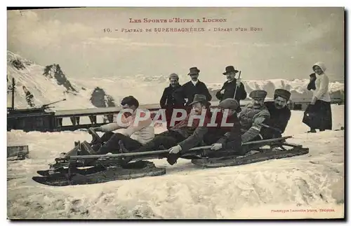 Cartes postales Sports d&#39hiver Ski Plateau de Superbagneres Depart d&#39un Bob