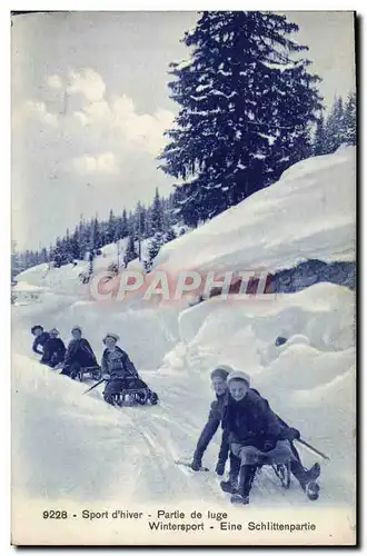 Ansichtskarte AK Sports d&#39hiver Ski Partie de luge