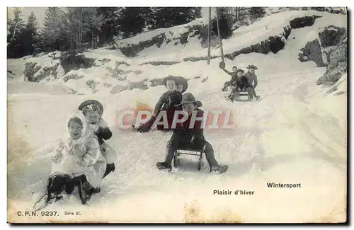 Cartes postales Sports d&#39hiver Ski Plaisir d&#39hiver Luge