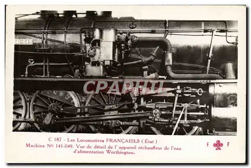 Ansichtskarte AK Train Locomotive Machine 141 049 Vue de detail de l&#39appareil rechauffeur de l&#39eau d&#39ali