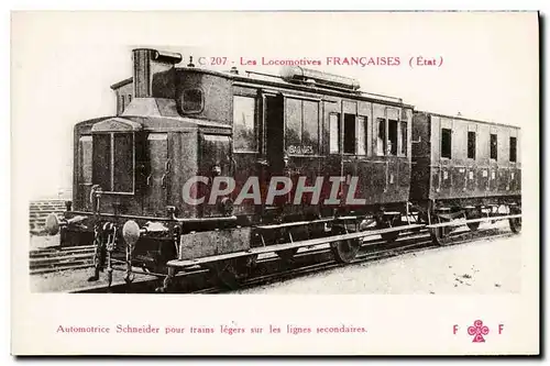 Ansichtskarte AK Train Locomotive Automotrice Schneider pour trains legers sur les lignes secondaires