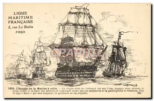 Cartes postales Bateau Voilier L&#39apogee de la marine a voile