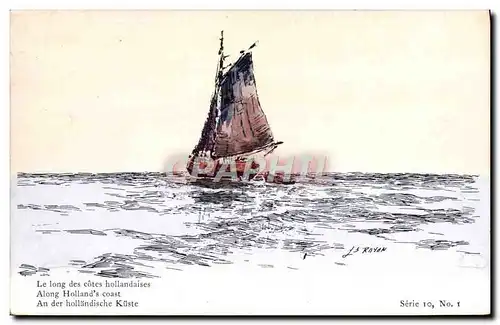 Cartes postales Bateau Voilier Le long des cotes hollandaises