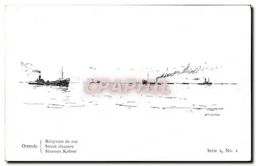 Cartes postales Bateau Voilier Ostende Balayeurs de rue