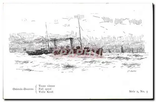 Cartes postales Bateau Voilier Ostende Douvres Toute vitesse