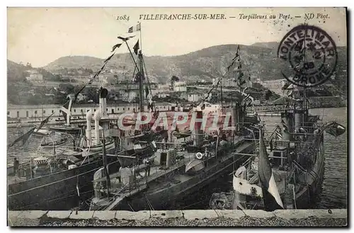 Ansichtskarte AK Bateau de guerre Villefranche sur Mer Torpilleurs au port