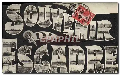 Cartes postales Bateau de guerre Souvenir d'escadre