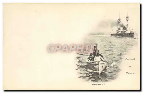 Cartes postales Bateau de guerre Cuirasse et vedette