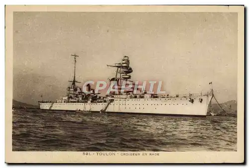 Ansichtskarte AK Bateau de guerre Toulon Croiseur en rade