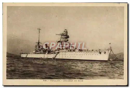 Cartes postales Bateau de guerre Toulon Croiseur en rade