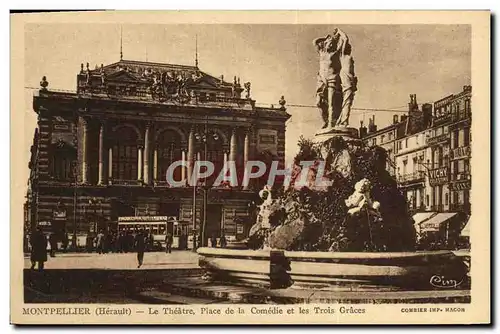 Cartes postales Montpellier Theatre Place de la Comedie et les Trois Graces