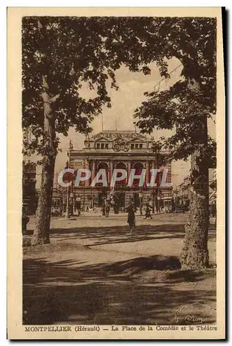 Cartes postales Montpellier La place de la comedie et le Theatre