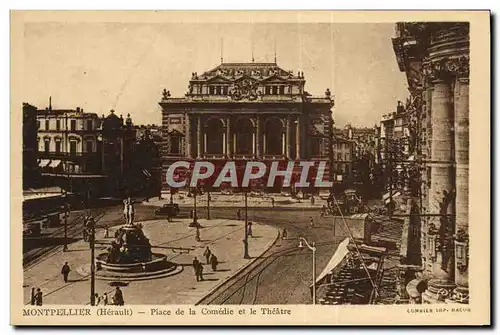 Ansichtskarte AK Montpellier Place de la Comedie et le Theatre