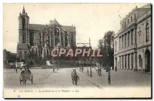 Cartes postales Le Mans La cathedrale et le Theatre