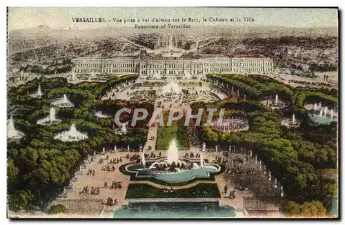 Ansichtskarte AK Versailles Vue Prise a Vol d&#39oiseau sur le parc le chateau et la ville