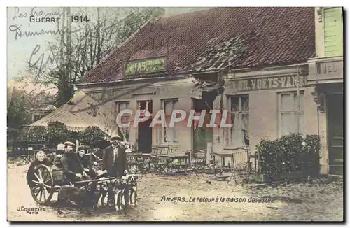 Cartes postales Chien Chiens Anvers le retour de la maison devastee Militaria