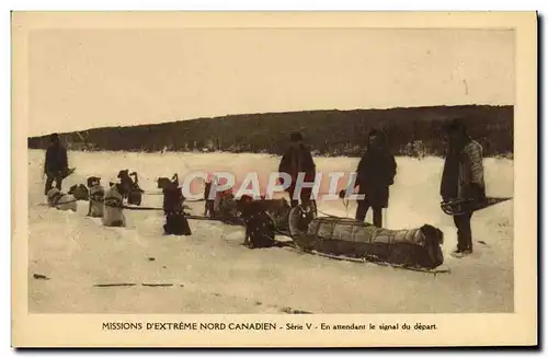 Cartes postales Chien Chiens Mission d&#39extreme Nord Canadien En attendant le signal du depart