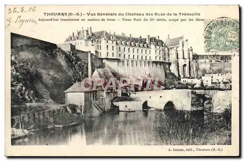 Cartes postales Prison Thouars Vue generale du chateau des ducs de la Tremoille Maison de force