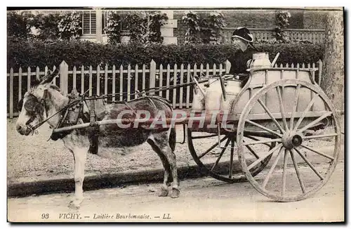 Cartes postales Folklore Lait Vichy Laitiere Bourbonnaise Ane Mule TOP