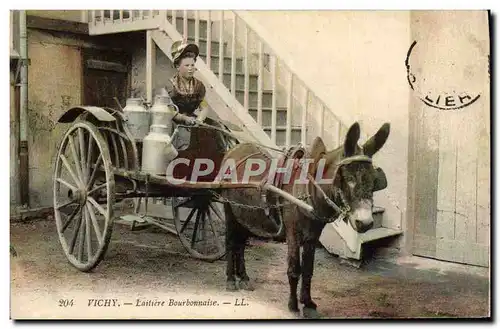 Cartes postales Folklore Lait Vichy Laitiere Bourbonnaise Ane Mule TOP