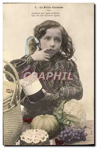 Cartes postales Enfant Fille La petite curieuse Confitures