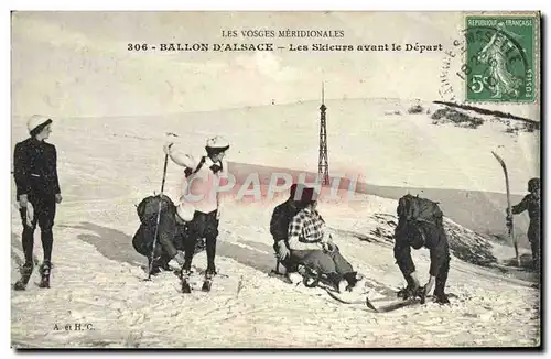 Cartes postales Sports d&#39hiver Ski Vosges Ballon d&#39Alsace les skieurs avant le depart