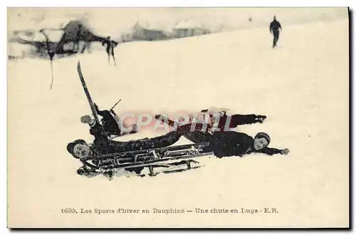 Cartes postales Sports d&#39hiver Ski Dauphine Une chute en luge